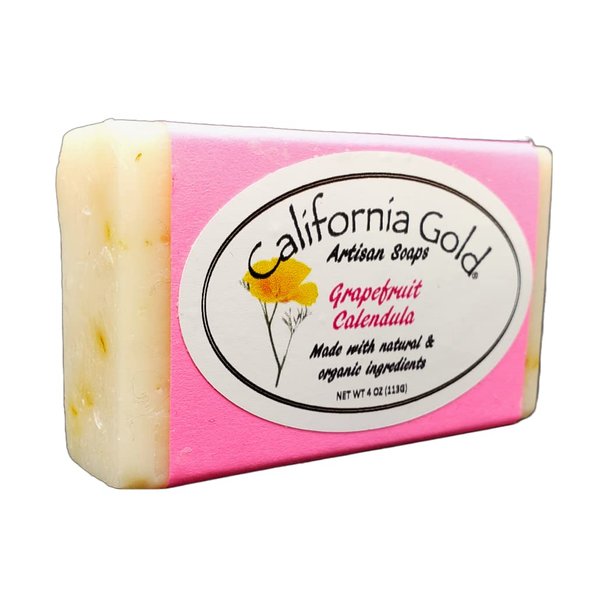 California Gold Artisan Soaps Grapefruit Calendula Bar Soap-Natural and Organic and Rich in Omega-3 and 6, 1-4 oz. bar