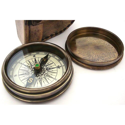Robert Frost Poem Compass-Pocket Compass w Leather Case Rustic Vintage Home Decor Gifts