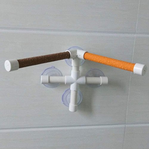 Litewoo Bird Shower Perch with Suction Cup Parrot Window Wall Stand Bath Toys (2 Sticks)