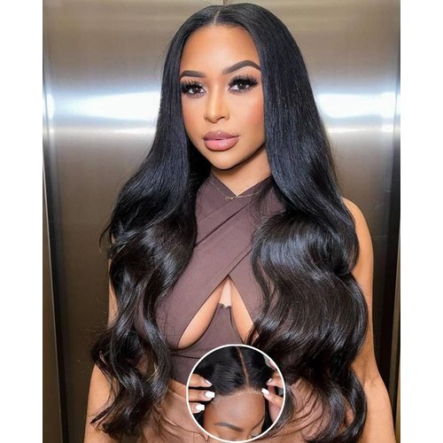 Sexigirl Glueless Wigs Human Hair Pre Plucked Pre Cut Body Wave Lace Front Wigs Human Hair 5X5 HD Lace Closure Wigs Human Hair Lace Frontal Wig 22 Inches 180% Density Natural Black for Black Women