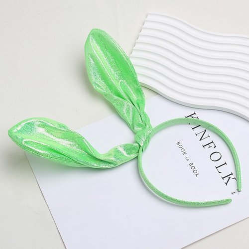Doneace Easter Bunny Ears Headbands for Women, Glitter Rabbit Ears Knotted Hair Band Cute Bunny Headband Easter Party Decoration Easter Birthday Party Favors Costume Cosplay Gift 1Pcs(Green)