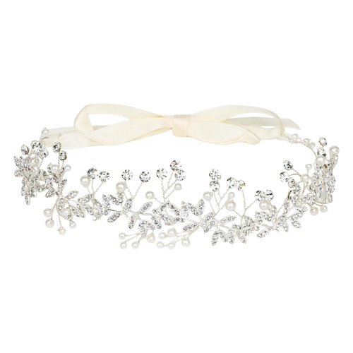 Hotalisona Flower Girl Headpiece Wedding Hair Accessories Wedding Headpiece for Bride Flower Girl Headband First Communion Headpiece for Girls Rhinestone Pearl Flower Headband Princess Accessories