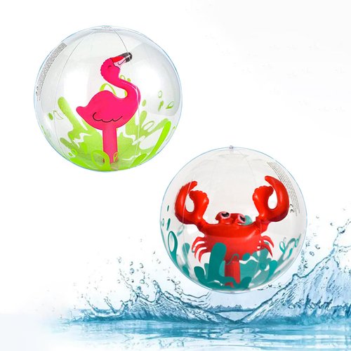 Kleeblatt Beach Balls for Pool 2pcs, 16'' Inflatable Beach Ball Featuring Crab & Flamingo Inside, Pool Balls for Swimming Pool,Summer Pool Beach Birthday Party Decorations Supplies