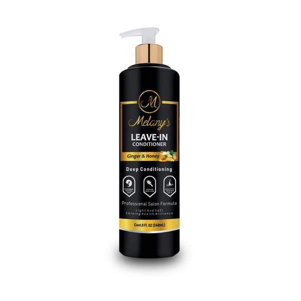 Melany's Hair Growth Leave-In Conditioner, Ginger & Honey, Anti-Thinning and Regrowth Support, Daily Hydrating, Strengthening, Volumizing Fuller Hair Natural Herb Treatment