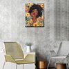 Fashion Girl in Garden Flowers Oil Paint by Number Kits for Kids and Adults Beginner Africa American Women Acrylic Digital Pitures Lady Wearing Sunglass Paintwork Home Decor Boho Gift(16''W x 20''H)