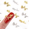 Noverlife 120PCS 3D Rose Nail Art Charms, Flowers Rose Buds/Blooming Nail Art Accessories Decoration, DIY Design Nail Art Decals Metallic Gold Alloy Mini Romantic Flowers for Girls Women