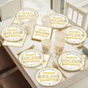 96Pcs Happy Golden Birthday Party Supplies White Gold Birthday Paper Plates Napkins Gold Glitter Birthday Dessert Party Tableware Set Golden Dinnerware for Women Men Birthday Party Decoration Serve 24