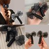 Generic 4Pcs Telephone Wire Hair Bands Bowknot Hair Ties Black Rhinestone Braided Spiral Phone Cord for Women Girls Ponytail Holder Daily Hair Accessories