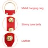 Frienda Hanging Bells 7-Bell Dog Doorbells for Door Knob Faux Leather Belts Go Outside Dog Bells Christmas Decor and Holiday Home Decorations, 18.7 x 1.8 x 1 Inches (Red with Gold)