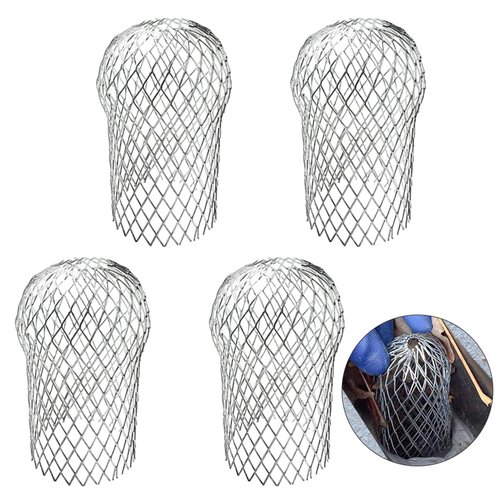 AccEncyc 4 Pcs Gutter Downspout Guards 3.5 Inch Aluminum Leaf Filter Strainer Expandable Gutter Downspout Protector for Preventing Blockage Leaves Debris