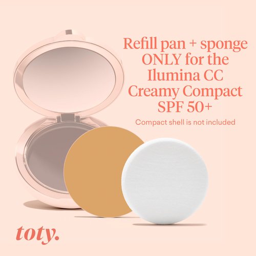 toty - Ilumina CC Creamy Compact SPF 50+ Refill - Mineral Sunscreen for Face - Cream Foundation Balm - Blurring, Matte Light Coverage - Water Resistant - All Skin Types - By Sofia Vergara, 10 g. 4N