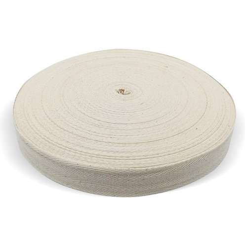 BornFeel Natural Cotton Twill Tape 55 Yards 1 Inch Bunting Bias Tape Herringbone Webbing Tape Roll for Apron Sewing Dressmaking Craft (Natural White)