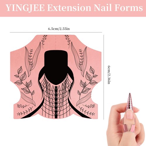 Nail Forms 100PCS, Acrylic Nail Forms for Nail Extension Tips, Long Nail Forms for Acrylic Nails, Thick Professional Nail Art Tips Extension Forms Manicure Tool DIY Home Salon Supplies