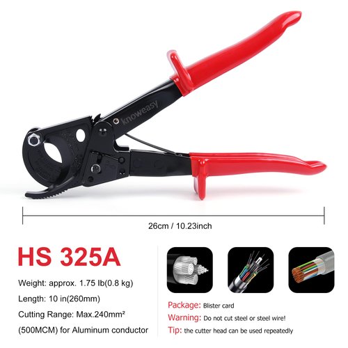 Knoweasy Cable Cutter and Ratchet Wire Cutter Works for Aluminum and Multi-core Cables up to 240mm²