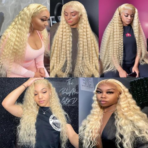 613 Human Hair Bundles Blonde Bundles Human Hair Deep Wave Bundles 16 18 20 inch Soft And Silky Brazilian Virgin Remy Hair Extensions Double Wetf 613 Deep Wave Bundles