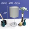 Simple Designs LT2007-SLT Chrome Mini Basic Table Lamp with Fabric Shade, Slate Gray