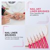 KEMEISI 6Pcs Nail Art Liner Brushes, Striping Nail Art Brush for Gel Polish Painting, Thin Detail Brush Fine Drawing Art Design Pen Size 5/7/9/11/15/25mm