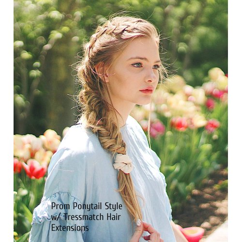Tressmatch® 16”-18" Remy Clip in Human Hair Extensions Thick to Ends Ombre/dip Dye Full Head Set Medium/Chestut Brown/Caramel Honey Blonde 9 Pieces [4.6oz/130grams]
