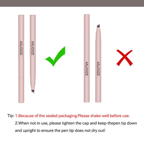 Anjoize Eyebrow Pen,Microblading Eyebrow Pen 3d Waterproof Eyebrow Pencil,4 Tipped Precise Brow Pen,Magic Eyebrow Pencils For Natural Look,Long Lasting (Dark Brown)