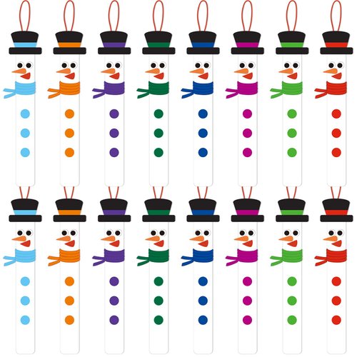 Kathfly 48 Sets Christmas Snowman Stick Ornament Craft Kit Snowman Hats for Crafts Hanging Christmas Ornaments Craft Bulk for Kids Winter Xmas Holiday DIY Classroom Home Activities