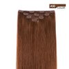 20" Clip in Hair Extensions Remy Human Hair for Women - Silky Straight Long Human Hair Clip on Extensions Medium Auburn 75grams 4pieces #30 Color
