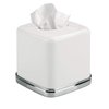 iDesign York Facial Tissue Box Cover for Bathroom and Vanity Countertops, 5.75" x 5.75" x 5.5", Chrome and White