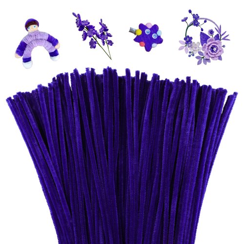 Mnuizu 200pcs Pipe Cleaners,Pipe Cleaners Chenille Stems for Craft, Fuzzy Sticks Christmas Craft Supplies for DIY Art & Creative Crafts Decorations（Purple）