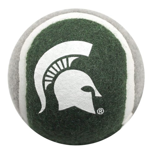Pets First NCAA Michigan State Spartans Tennis Balls for Dogs & Cats - 2 poece Set with Team Logo in Vibrant Team Color