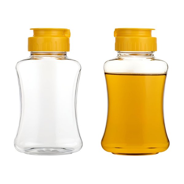 SynHHergyx 2 Pack Empty Plastic Honey Squeeze Bottles, 180ml Leakproof Honey Dispenser No Drip Squeeze Honey Jars with Flip Lid Condiment Container for Ketchup Mustard Dressing Sauce Batter Oil