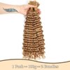 Habiliana Deep Curly Braiding Human Hair 100g 20 Inch Color 27 Honey Blonde Deep Water Wave Bulk Human Hair for Braiding No Weft Brazilian Virgin Deep Curly Human Hair Extensions for Boho Braids
