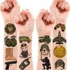 Military Camo Temporary Tattoos - Memorial Day 80PCS Camouflage, Veterans Day Themed Stickers for Kids Birthday Party Supplies, Decorations, Favors and Prizes - Cute Gifts for Boys and Girls