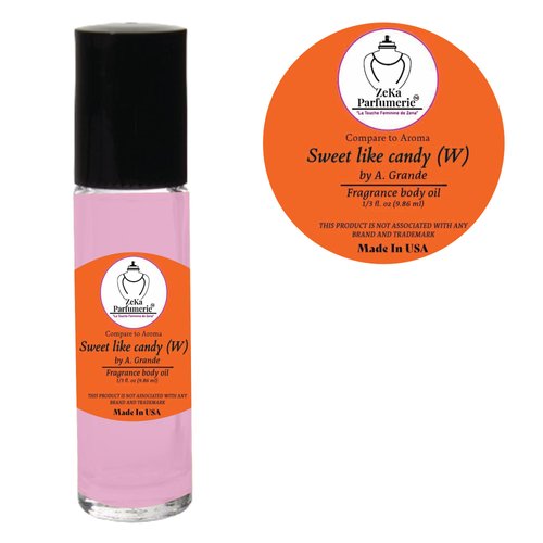 ZEKA PARFUMERIE Compare to Aroma Sweet like Candy by A. Grande for Women Fragrance Body oil on 1/3 oz (9.86ml) size Roll-On Botlle