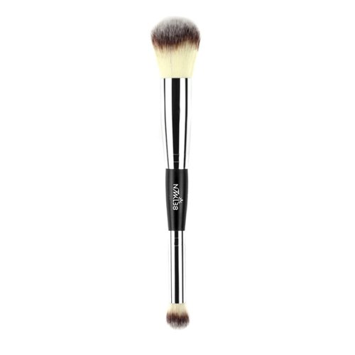 NMKL38 Double Ended Complexion Brush Face Concealer Powder Makeup Brush, Blending Liquid Foundation, Cream Cosmetics - Black Handle, Vegan Brush, Cruelty Free