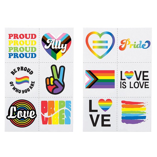 Fun Express Bulk 72 Piece Pride Temporary Tattoos