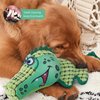 LIZHOUMIL 1PACK Squeaky Dog Toy-Soft Plush Chew Toys with Squeakers in Green Crocodile Shape-Durable Stuffed Dog Toys for Teeth Cleaning,for Puppy,Small,Meduim Dogs