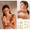 Henna Temporary Tattoos Stickers Gold Lace Tattoos Stickers Flower Lotus Stickers Sexy Butterfly Love Art Sticker Design Arm Body Art Accessories for Girl Woman 6sheets (Gold)