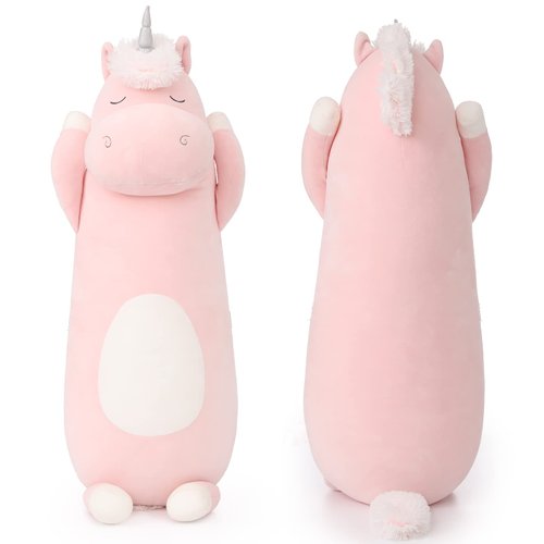 Lanmore Unicorn Plush Hugging Pillow Stuffed Animals Body Pillow Long Pillow Gifts for Kids Girls Girlfriend,36.2 inches(Pink), 1 Count (Pack of 1)