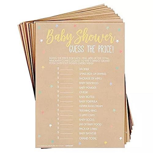 Exciting Multicolor Paper Party Games - 5" x 7" (Pack of 24) - Perfect for Baby Showers, Announcements, Birthdays & Gender Reveal, Price