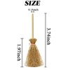 TIHOOD 50PCS Mini Broom Hanging Decoration Straw Craft Decoration Artificial Miniature Brooms Simulation Witch Brooms for Fairy Garden Dollhouse Accessories Light Brown