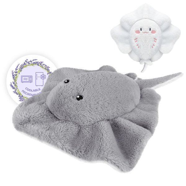 SuzziPals Heatable & Coolable Stingray Plush, Microwave Heating Pad Animal for Cramps & Pain, Stingray Stuffed Animals for Companion, Cozy Stingray Lavender Stuffed Animal, Stingray Plush Toys Gifts