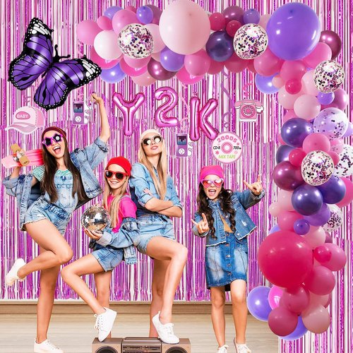 Y2k 2000s Pink Party Swirl Decorations, Room Decor Y2K, Y2K Decor Themed Party Balloons 2000s party decorations Birthday Party Decoration,Lizzie Mcguire Party Decorations, Pink Party Favor