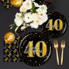 BQK 96 Pcs 40th Birthday Plates and Napkins Party Supplies 40th Birthday Party Decorations 40th Birthday Decorations for Men