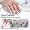 Saviland White Pearl Chrome Nail Powder Kit: Metallic Mirror Effect Pearl Chrome Powder for Nails with No-wipe Top Gel & Nail Art Sculpture Pen Glossy Aurora Chrome Nail Powder for Gel Polish DIY