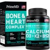 4-in-1 Calcium Supplement for Women & Men, Calcium 600mg with Vitamin D3 K2 5000IU Supplement for Heart, Bones & Immune Support, Calcium and Vitamin D, Gluten-Free, Non-GMO, Vegan (240 Count)