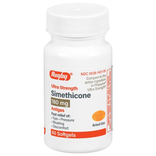 Simethicone 180mg Softgels Anti-Gas Generic for Phazyme Ultra Strength 6 PACK of 60 Softgels, Total 360 Softgels.