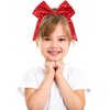 12 Pieces 8 Inch Red Cheer Bows Glitter Jumbo Cheerleading Bow with Elastic Ponytail Holder Bow Hair Tie Band Hair Accessories for School Girls Toddlers