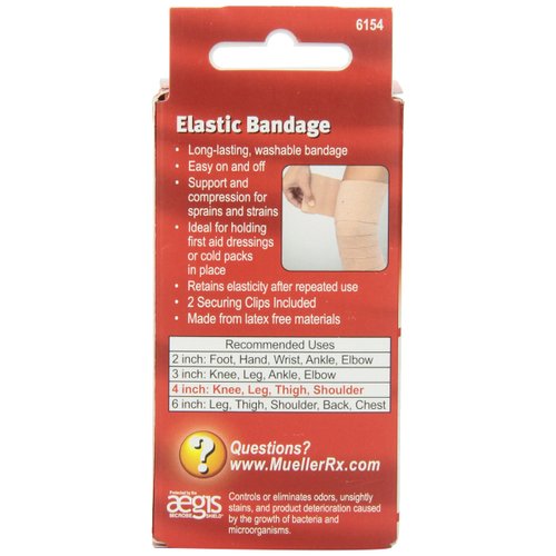 Mueller Sports Medicine Care Elastic Bandage with Clips, 4 Inch