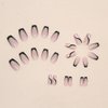 ANDGING French Tip Press on Nails Coffin Short Medium Black Fake Nails with Glitter Curved Line Design Glue on Nails for Women Acrylic Gel Stick on Nails with Glue False Nails for Wedding Birthday K6
