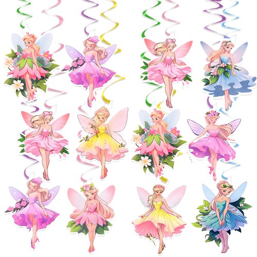 18PCS Fairy Party Decorations Fairy First Birthday Decorations Fairy Birthday Party Supplies Butterfly Birthday Decorations for Girls Fairy Hanging Swirls for Flower Baby Shower Garden Party