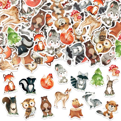 430Pcs Fall Animal Foam Stickers Woodland Animals Self-Adhesive Sticker Mixed Cartoon Forest Willife Decals for DIY Art Craft Classroom Decor Birthday Party Supplies